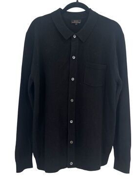 Quince 100% Mongolian Cashmere Long Sleeve Button Down Sweater Black Sz L NWOT